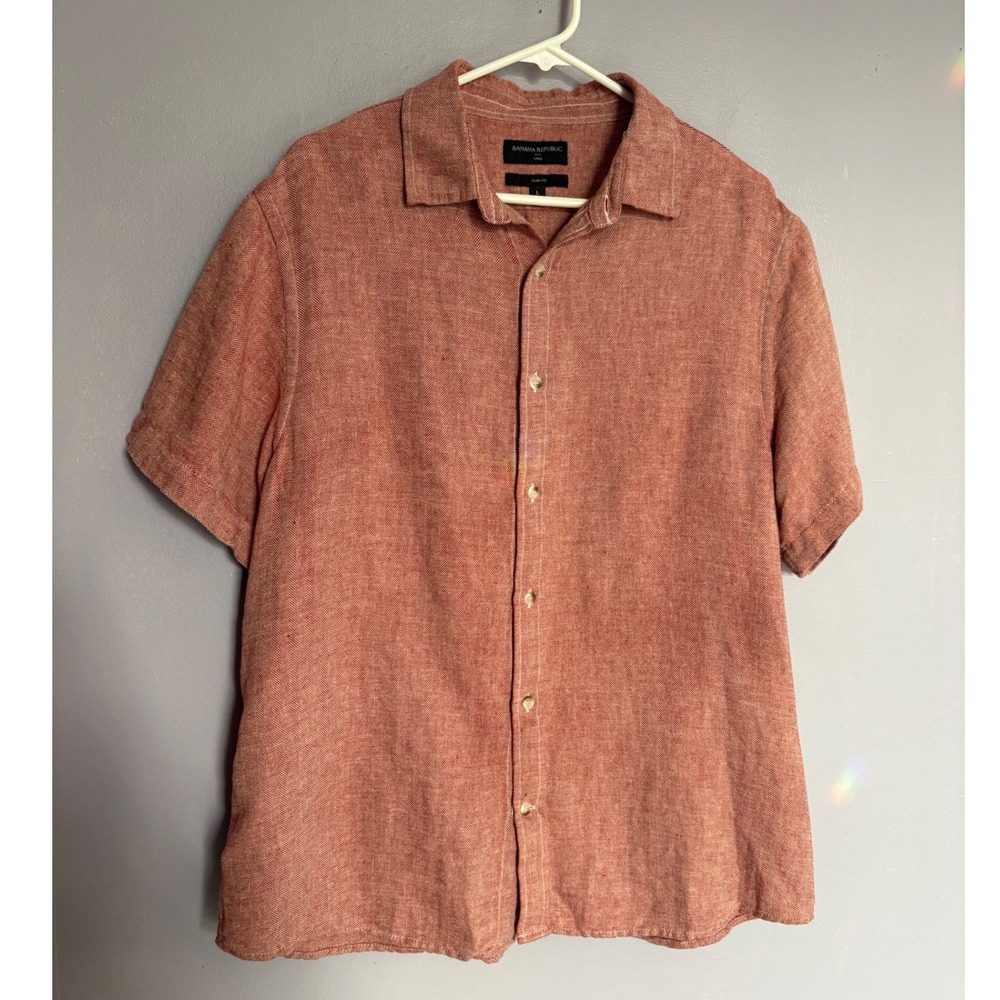 Banana Republic Men's Short-Sleeve Button-Down Shirt in Rust